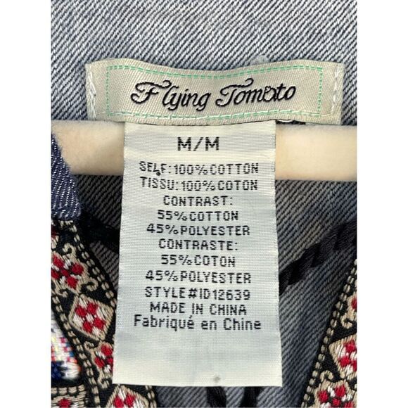 1454 Flying Tomato Embroidered Denim Tunic Blouse Size Medium - Picture 3 of 7